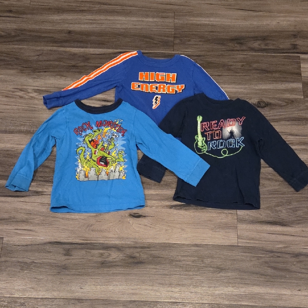 Kids Rock Music Themed Long Sleeve Shirts - Blue, Black, and Navy